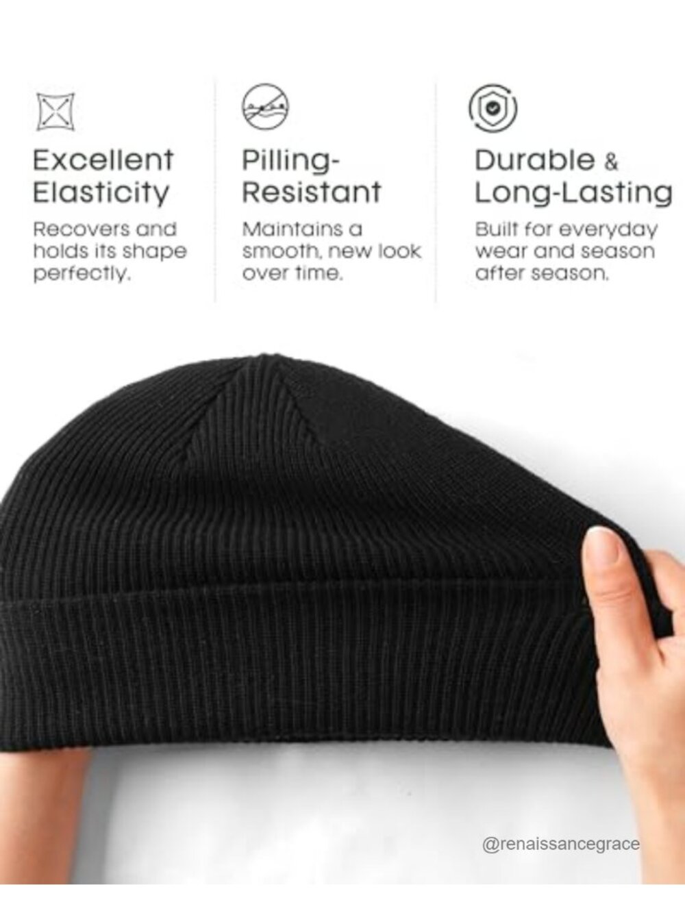 Unisex Cuffed Beanie Viscose Nylon Spandex Winter Knit Skull Cap Warm Stretch - Picture 2 of 4